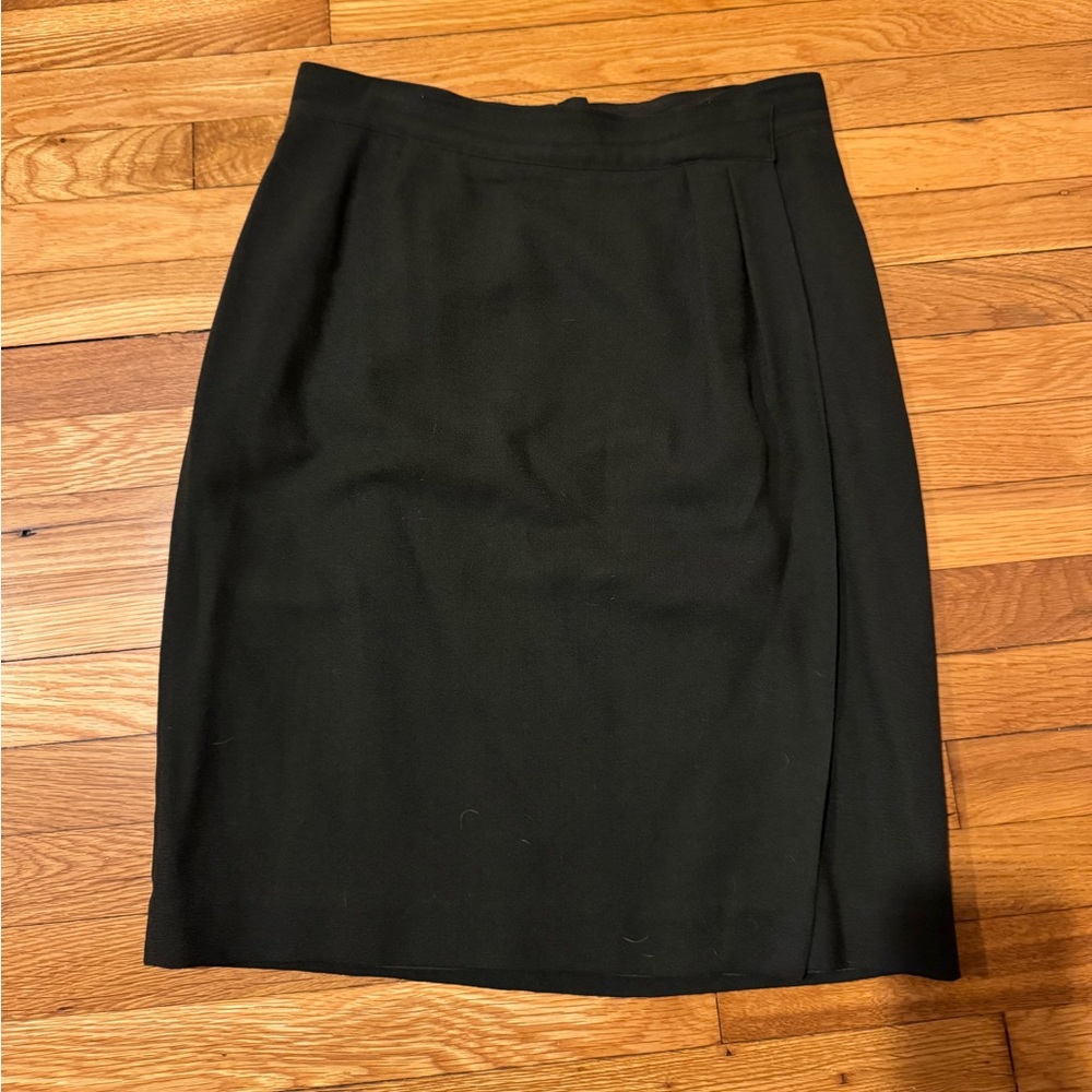Vintage Liz Claiborne dark green wrap pencil skirt